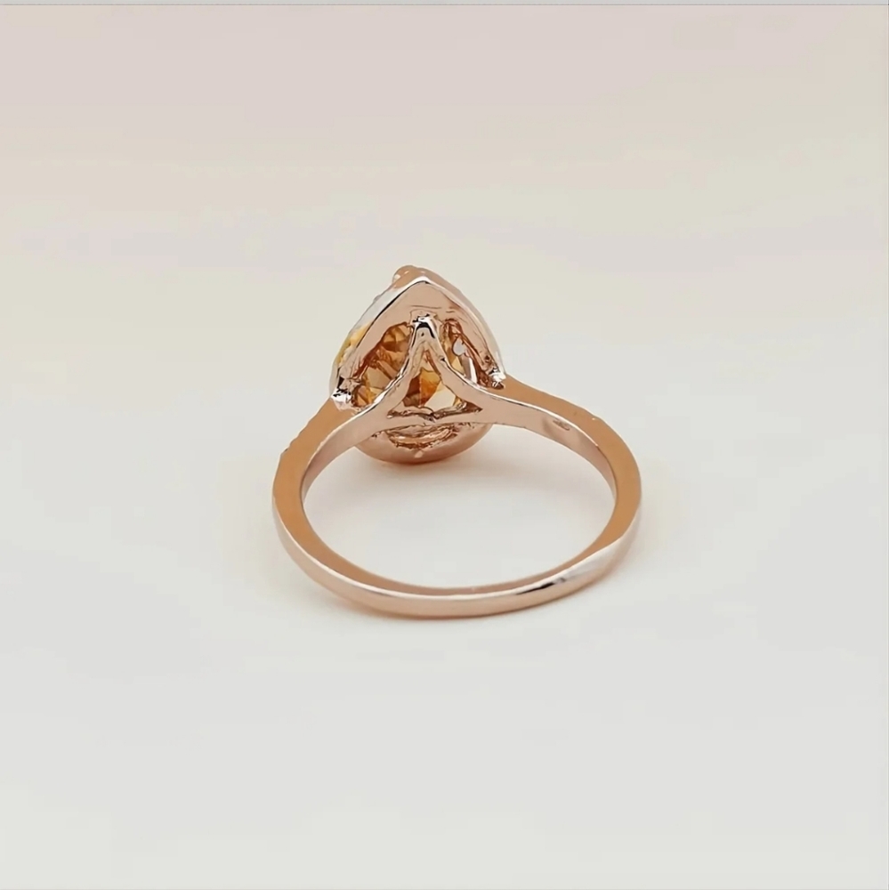 2.50 C Pear Shape Simulated Pink Morganite & White CZ Elegant Ring. - Picture 4 of 8